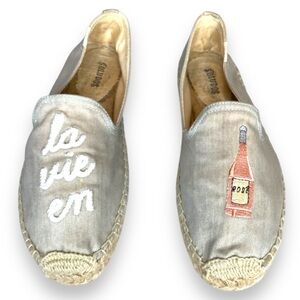 Anthropologie Soludos La Vie En Rose Canvas Slip On Espadrilles Shoes Size 8